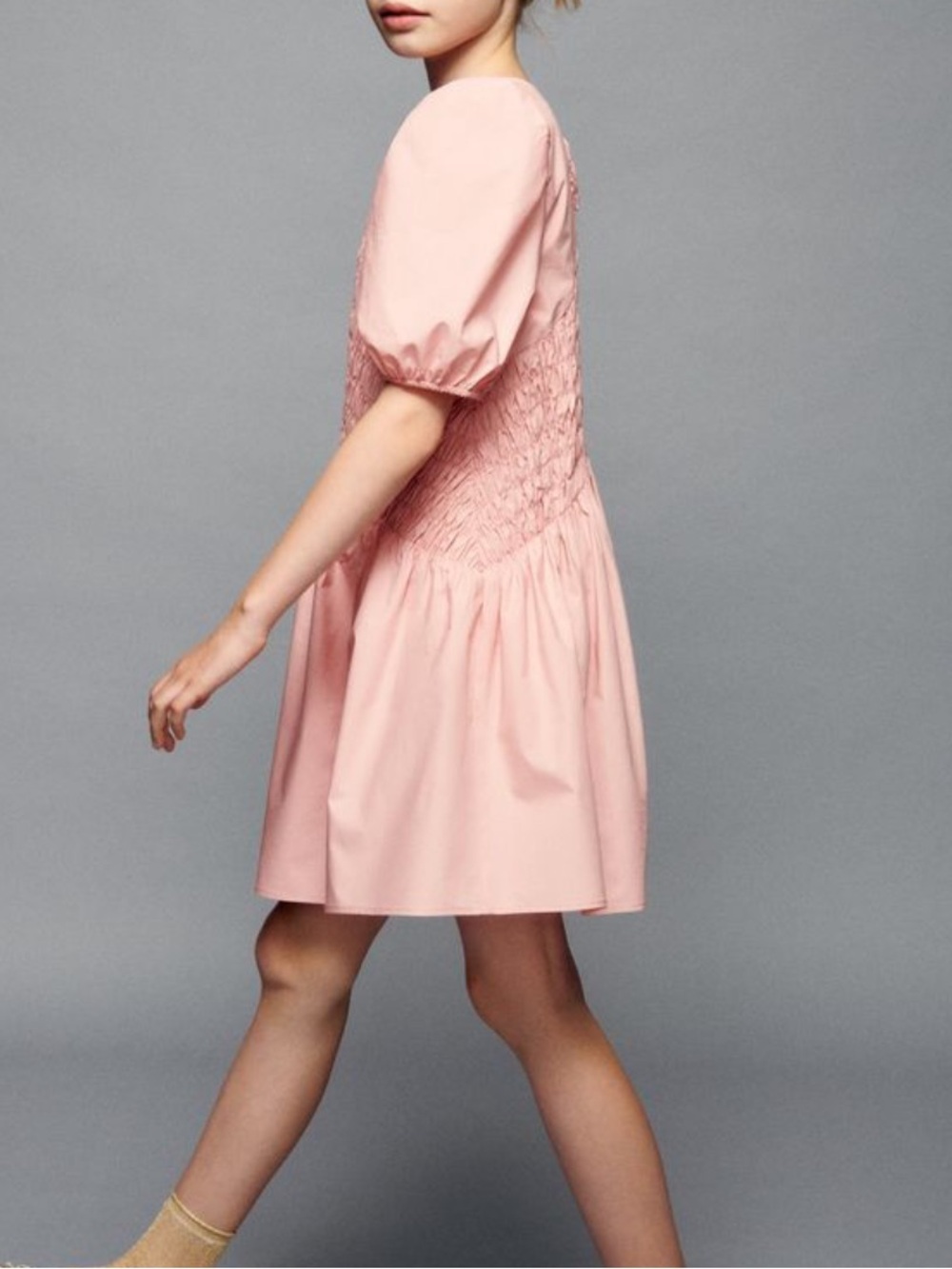 Zara blush pink puff sleeve dress